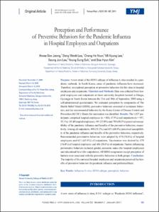 Perception and Performance of Preventive Behaviors for the Pandemic Influenza in Hospital Employees and Outpatients