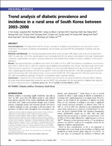 Trend analysis of diabetic prevalence and incidence in a rural area of South Korea between 2003–2008