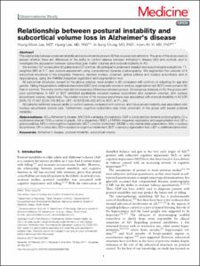 relationaship between postural instability and subcortical volume loss in Alzheimer's disease