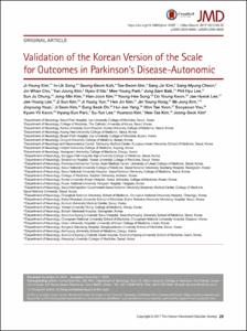Validation of the Korean Version of the Scale for Outcomes in Parkinson’s Disease-Autonomic