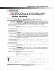 The Effect of Speed of Normal Saline Injection on Optic Nerve Sheath Diameter in Thoracic Epidural Anesthesia