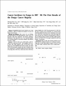 Cancer Incidence in Daegu in 1997∼98: The First Results of the Daegu Cancer Registry