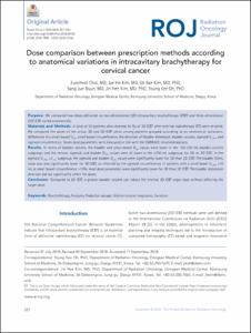 Dose comparison between prescription methods according to anatomical variations in intracavitary brachytherapy for cervical cancer