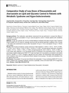 Comparative Study of Low Doses of Rosuvastatin and Atorvastatin on Lipid and Glycemic Control in Patients with Metabolic Syndrome and Hypercholesterolemia