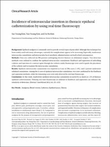 Incidence of intravascular insertion in thoracic epidural catheterization by using real time fluoroscopy