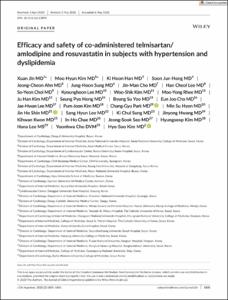 Efficacy and safety of co-administered telmisartan/amlodipine and rosuvastatin in subjects with hypertension and dyslipidemia