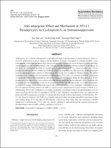 Anti-adipogenic effect and mechanism in 3T3-L1 preadipocytes by cyclosporin A, an immunosuppressant