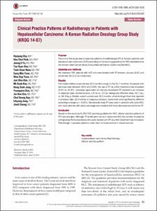 Clinical Practice Patterns of Radiotherapy in Patients with Hepatocellular Carcinoma: A Korean Radiation Oncology Group study (KROG 14-07)