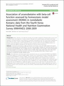 Association of arsenobetaine with beta-cell function assessed by homeostasis model assessment (HOMA) in nondiabetic Koreans: data from the fourth Korea National Health and Nutrition Examination Survey (KNHANES) 2008-2009.