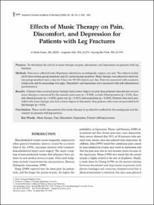 Effects of Music Therapy on Pain, Discomfort, and Depression for Patients with Leg Fractures