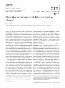 Blood Glucose Measurement: Is Serum Equal to Plasma?
