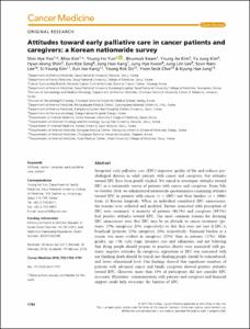 Attitudes toward early palliative care in cancer patients and caregivers: a Korean nationwide survey.