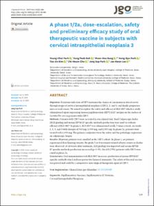 A phase 1/2a, dose-escalation, safety and preliminary efficacy study of oral therapeutic vaccine in subjects with cervical intraepithelial neoplasia 3