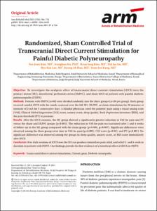 Randomized, Sham Controlled Trial of Transcranial Direct Current Stimulation for Painful Diabetic Polyneuropathy