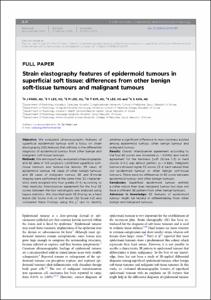 Strain elastography features of epidermoid tumours in superficial soft tissue: differences from other benign soft-tissue tumours and malignant tumours
