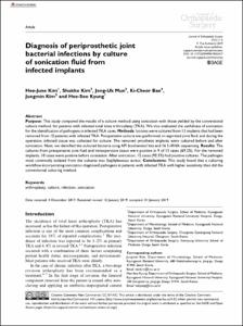 Diagnosis of periprosthetic joint bacterial infections by culture of sonication fluid from infected implants