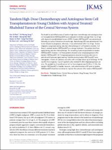 Tandem High-Dose Chemotherapy and Autologous Stem Cell Transplantation in Young Children with Atypical Teratoid/Rhabdoid Tumor of the Central Nervous System
