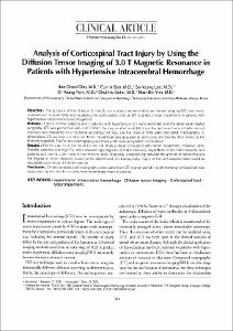 Analysis of Corticospinal Tract Injury by Using the Diffusion Tensor Imaging of 3.0 T Magnetic Resonance in Patients with Hypertensive Intracerebral Hemorrhage