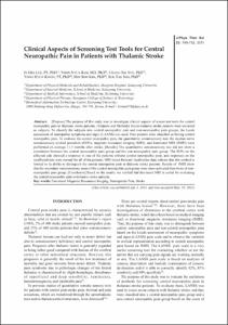 Clinical Aspects of Screening Test Tools for Central Neuropathic Pain in Patients with Thalamic Stroke