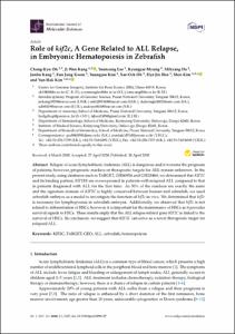 Role of kif2c, A Gene Related to ALL Relapse, in Embryonic Hematopoiesis in Zebrafish