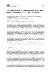 Gender Differences in the Longitudinal Association between Work-Related Injury and Depression